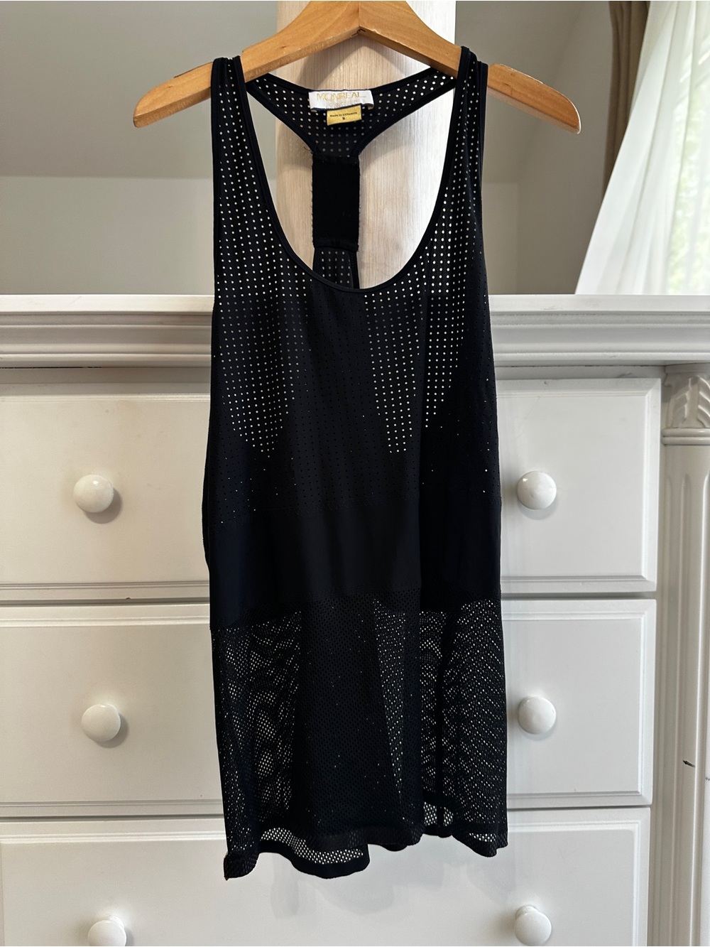 Monreal London Perforated Mesh Racerback Tank Top Black Women’s S